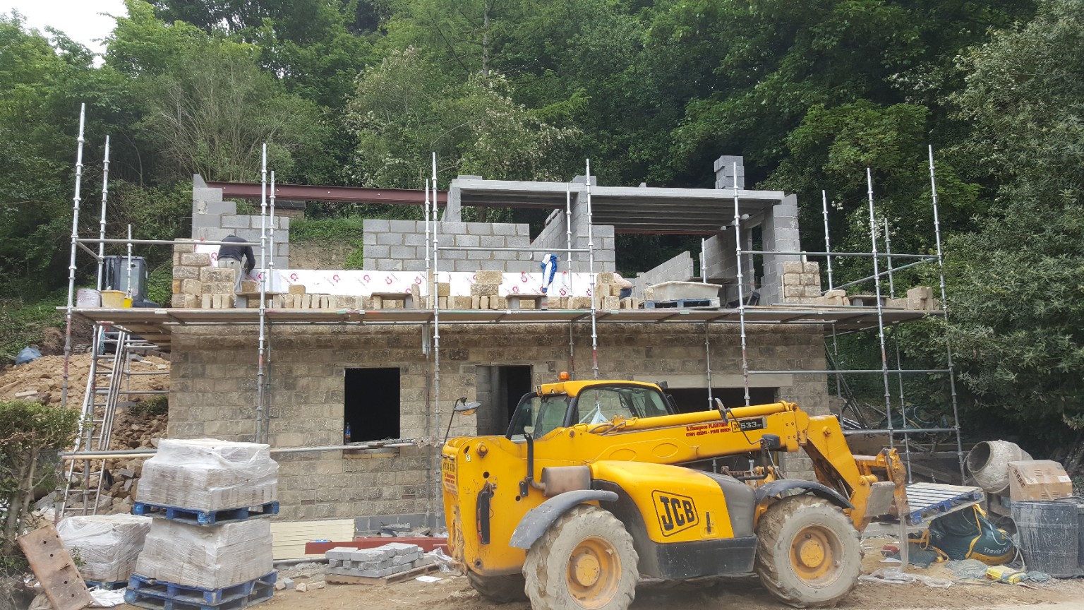 Retaining walls and masonry during the Knaresborough hillside build